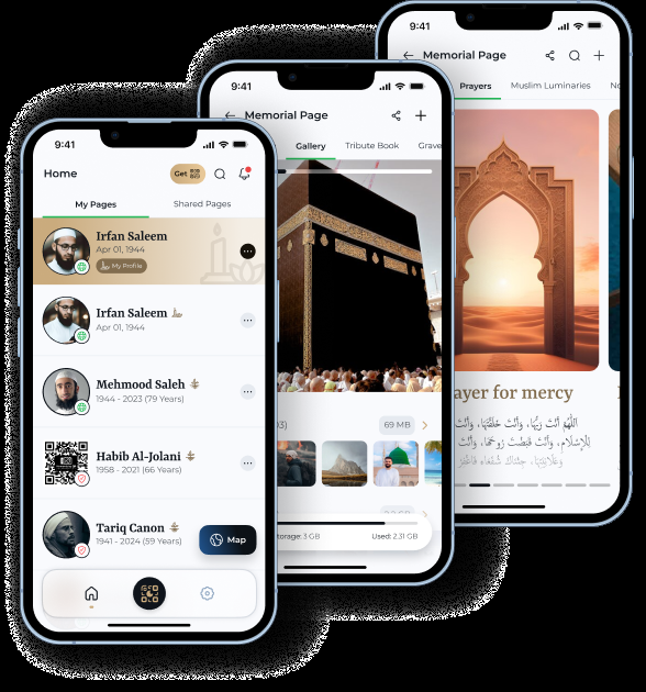 A completed Moments by QR memorial page in the app