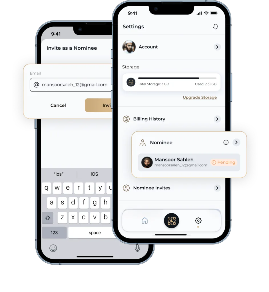Moments by QR memorial page shown in the app